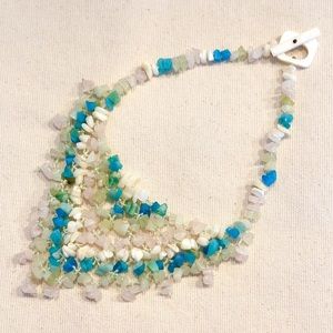 Coloured Quartz Crystal bib necklace